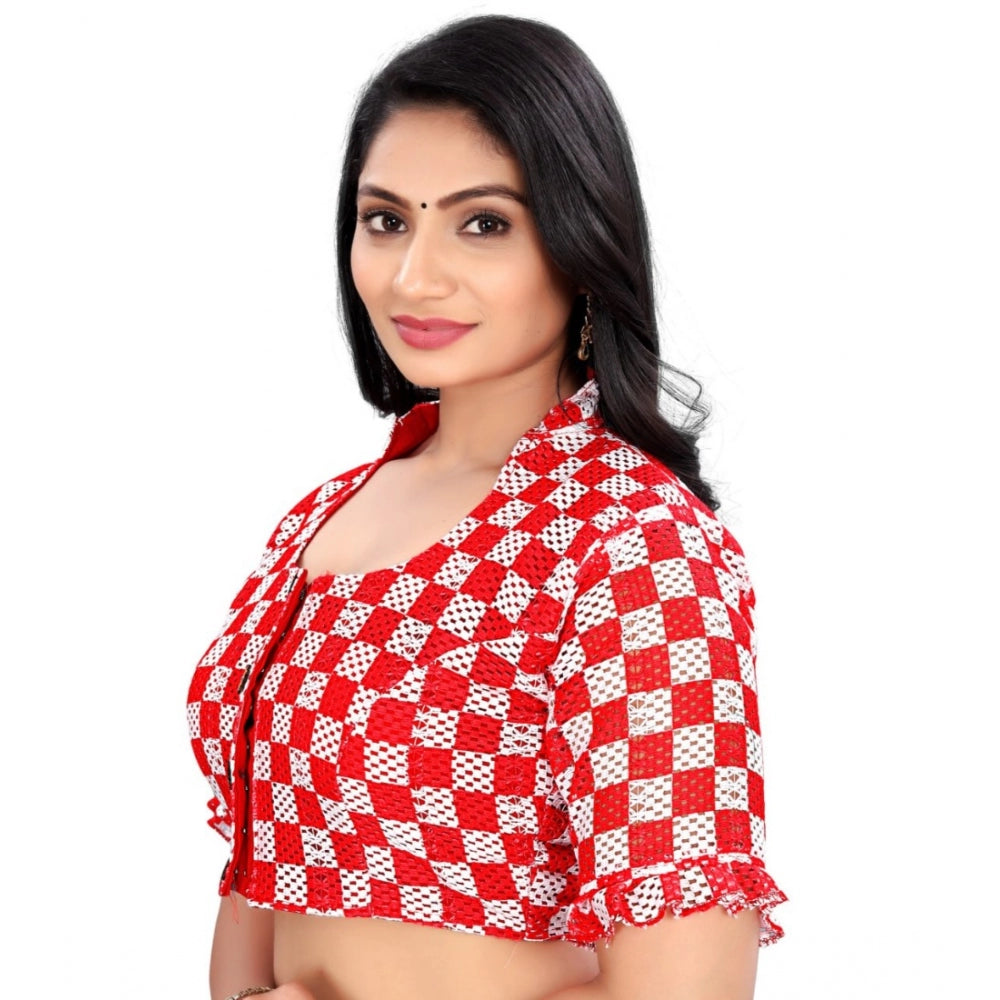  Cotton Blend Checks Readymade Blouse