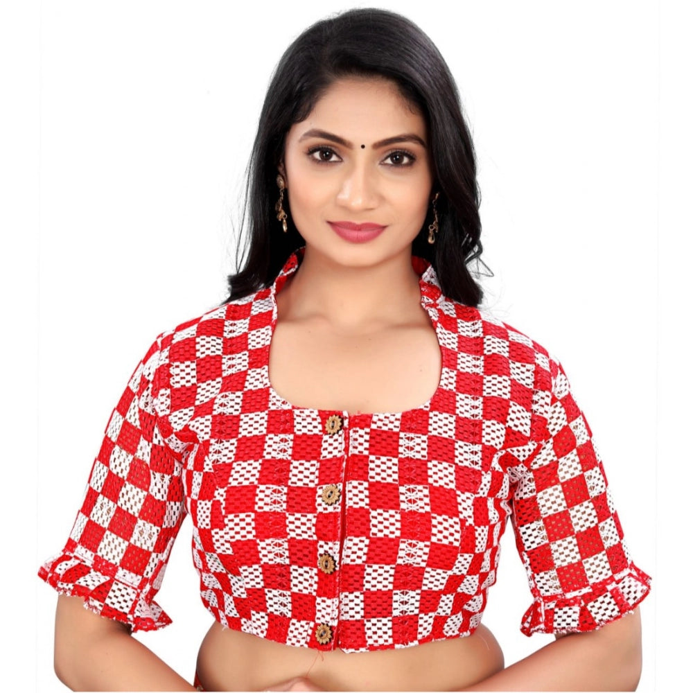  Cotton Blend Checks Readymade Blouse