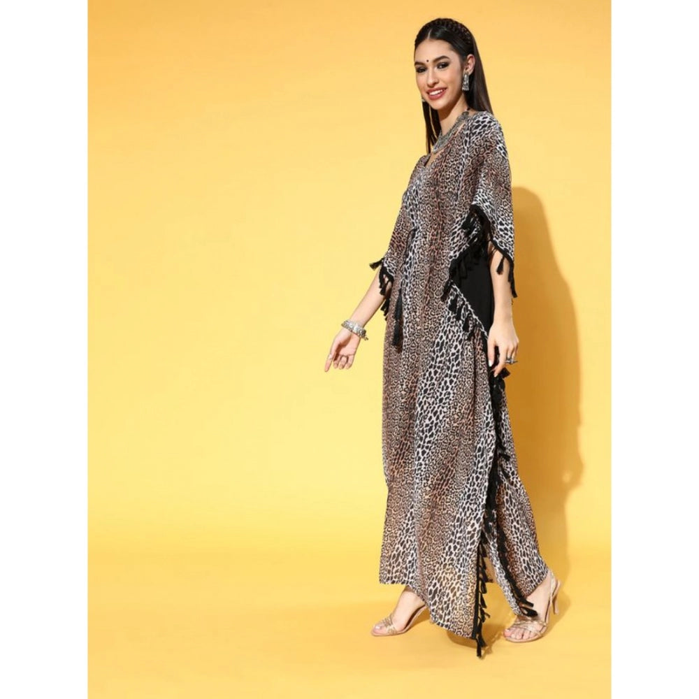 Casual Half Sleeve Animal Printed Georgette Kurti