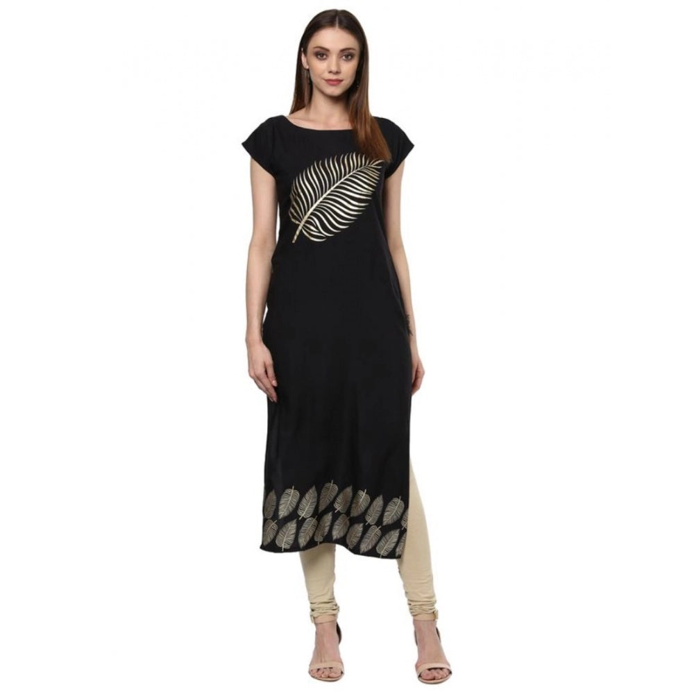 Casual Short Sleeves Ethnic Motifs Crepe Kurti