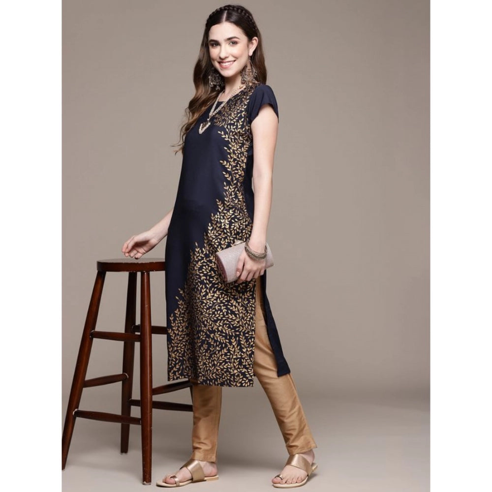 Casual Short Sleeves Floral Printed Crepe Kurti