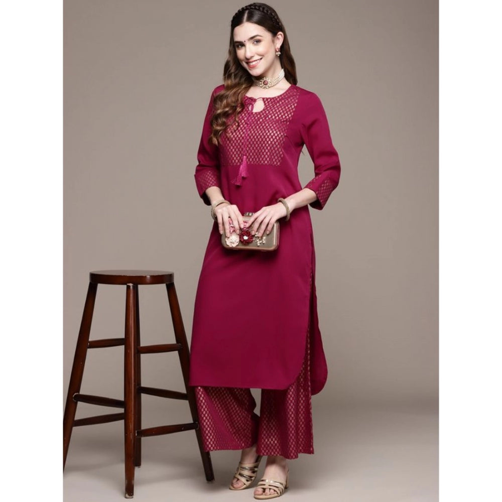 Casual Full Sleeve Ethnic Motifs Crepe Kurti and Palazzo Set