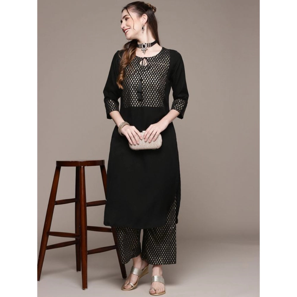 Casual Full Sleeve Ethnic Motifs Crepe Kurti and Palazzo Set