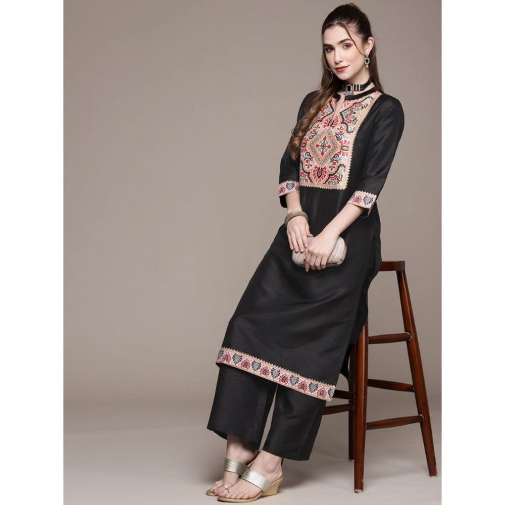 Casual 3-4Th Sleeve Floral Printed Poly Silk Kurti and Palazzo Set