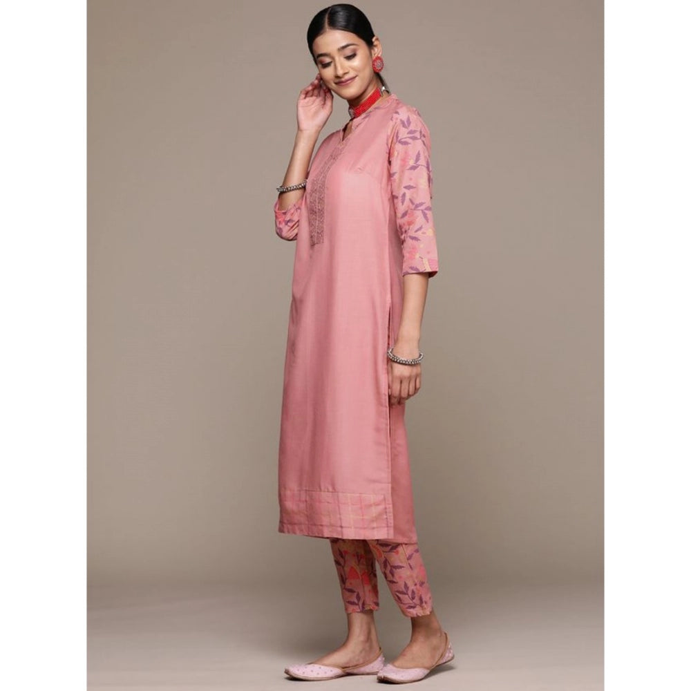 Casual 3-4Th Sleeve Geometric Chinon Kurti and Pant Set