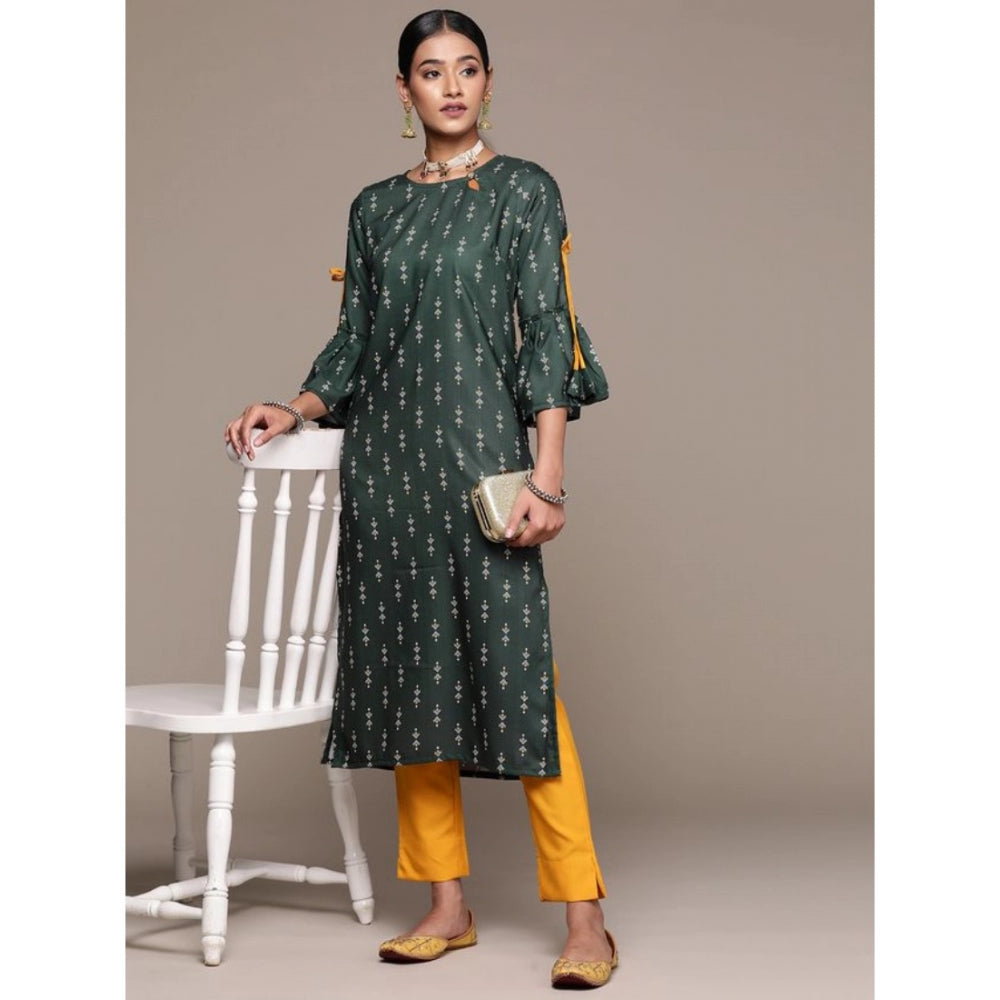 Casual 3-4Th Sleeve Ethnic Motifs Rayon Kurti And Pant Set