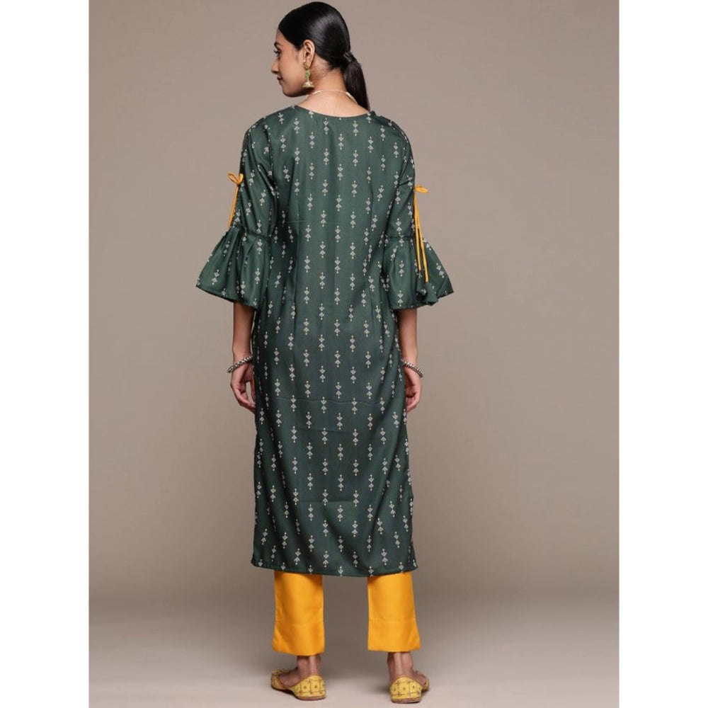 Casual 3-4Th Sleeve Ethnic Motifs Rayon Kurti And Pant Set