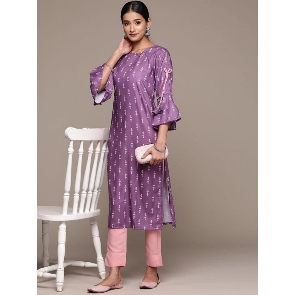 Casual 3-4Th Sleeve Ethnic Motifs Rayon Kurti And Pant Set