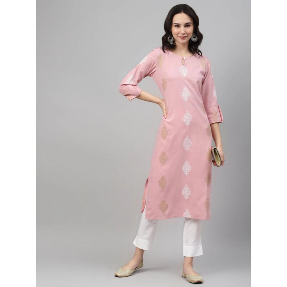 Casual 3-4Th Sleeve Ethnic Motifs Rayon Kurti And Pant Set