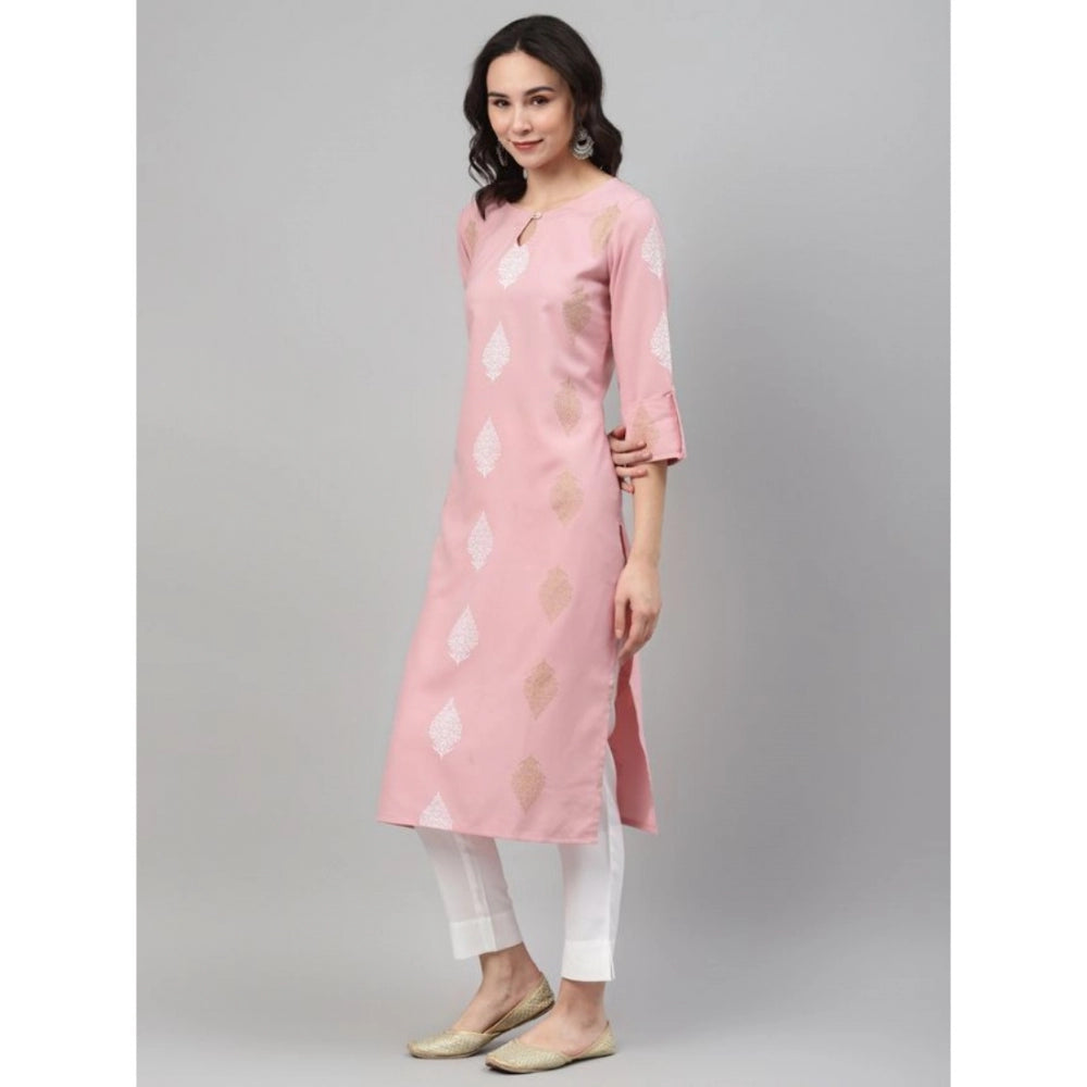 Casual 3-4Th Sleeve Ethnic Motifs Rayon Kurti And Pant Set