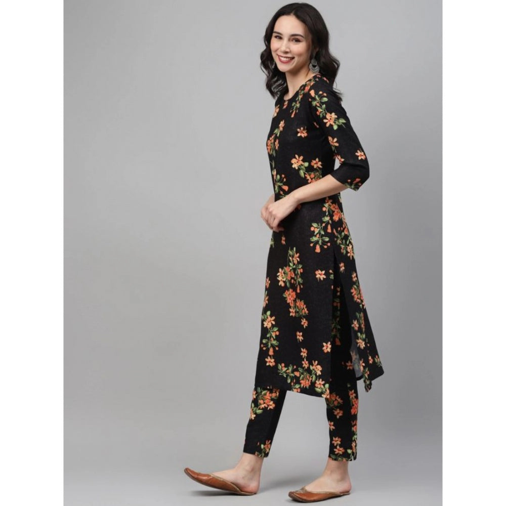 Casual 3-4Th Sleeve Floral Printed Rayon Kurti And Pant Set