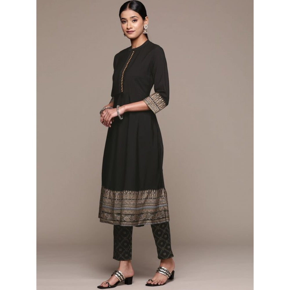 Casual 3-4Th Sleeve Ethnic Motifs Crepe Kurti Pant And Dupatta Set