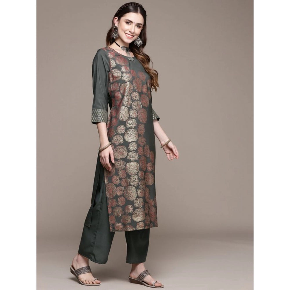 Casual 3-4Th Sleeve Floral Printed Crepe Kurti And Palazzo Set