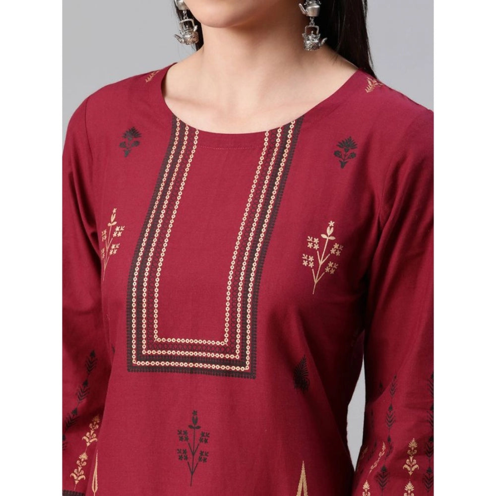 Casual 3-4Th Sleeve Ethnic Motifs Rayon Kurti And Pant Set