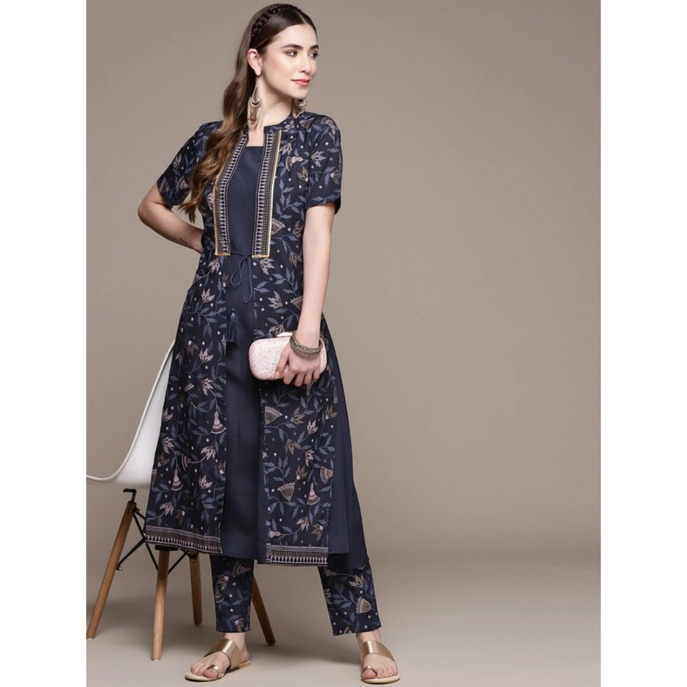 Casual Half Sleeve Ethnic Motifs Crepe Kurti and Pant Set