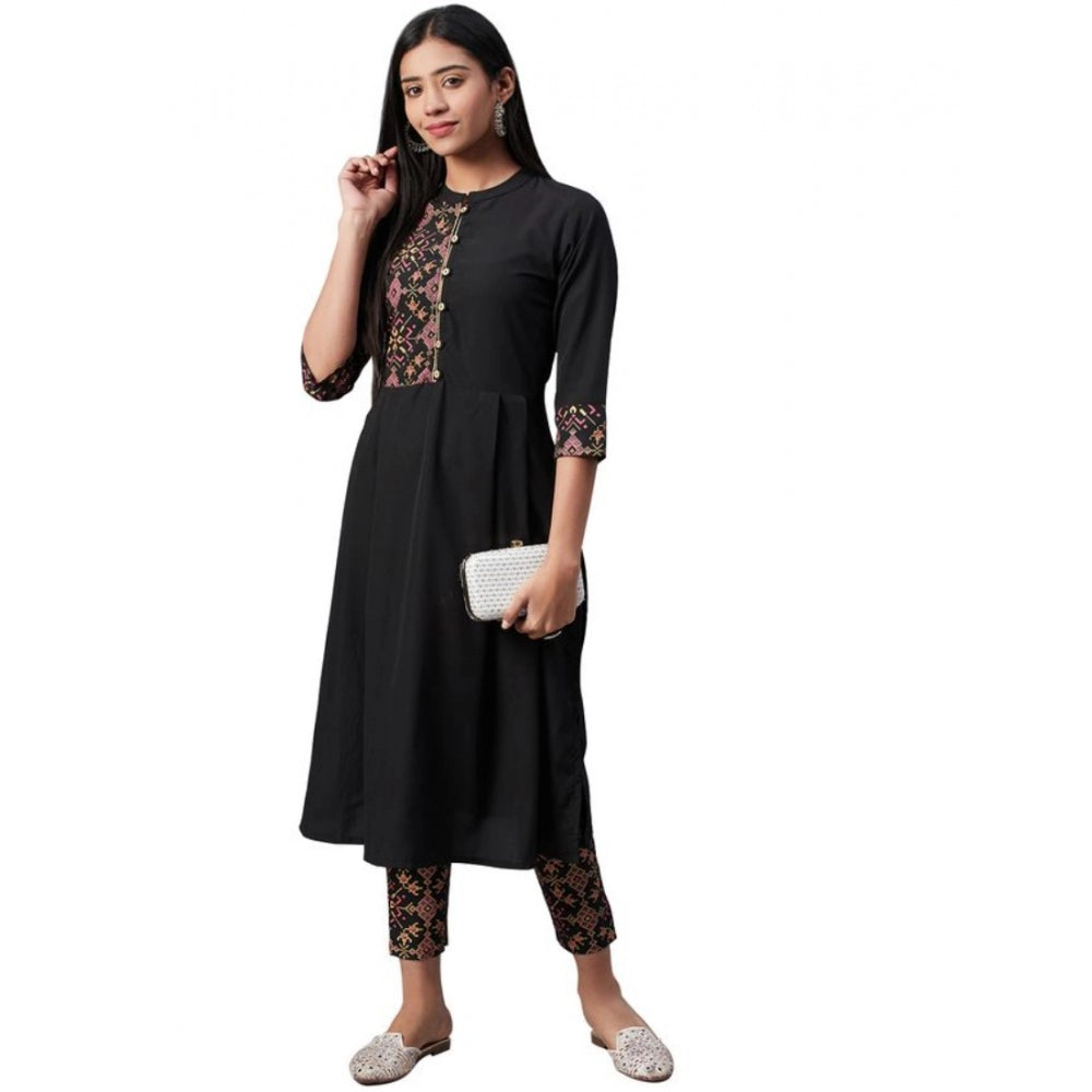 Casual 3-4Th Sleeve Geometric Crepe Kurti And Pant Set