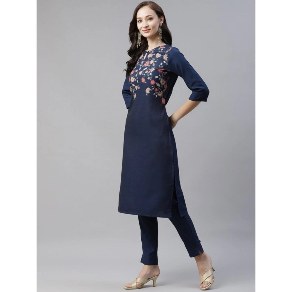 Casual 3-4Th Sleeve Floral Printed Rayon Kurti And Pant Set