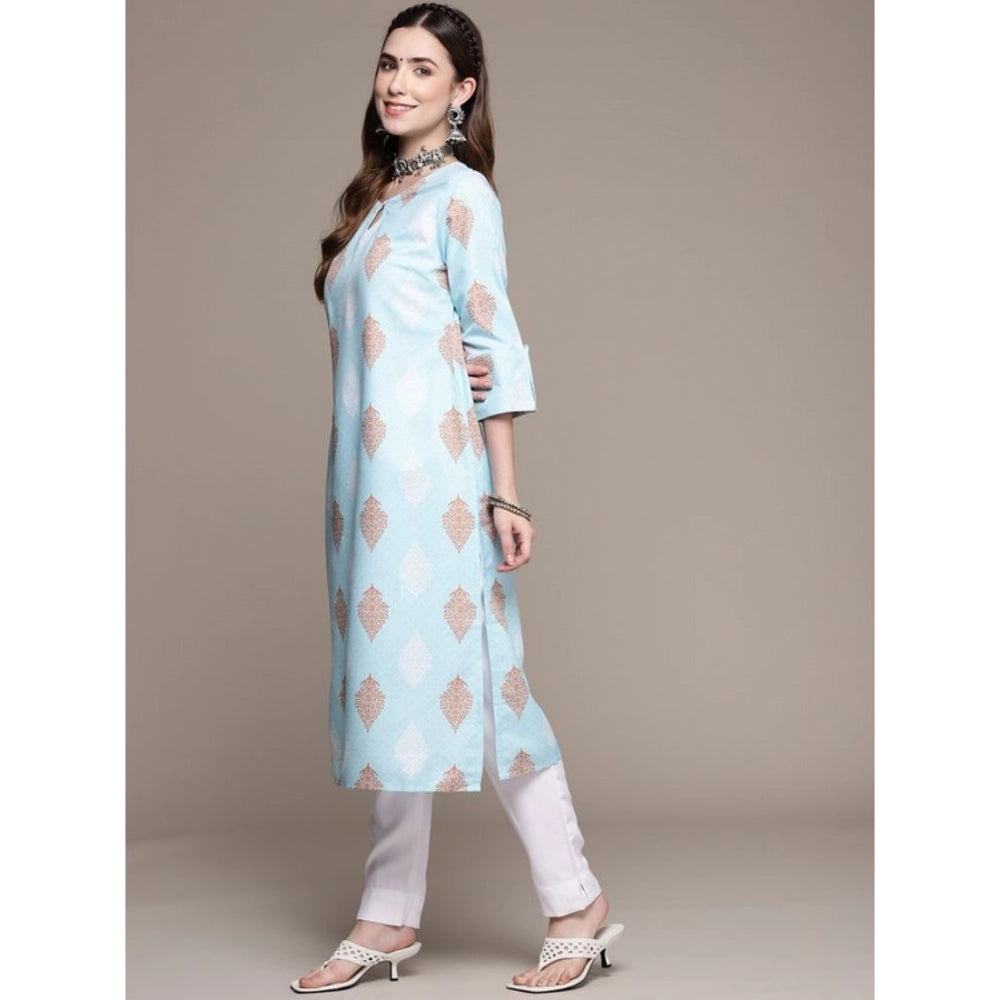 Casual 3-4Th Sleeve Ethnic Motifs Rayon Kurti And Pant Set