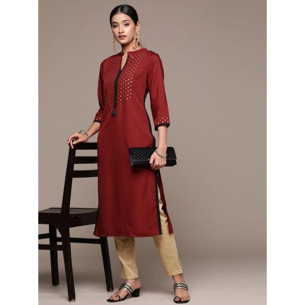 Casual 3-4Th Sleeve Ethnic Motifs Crepe Kurti