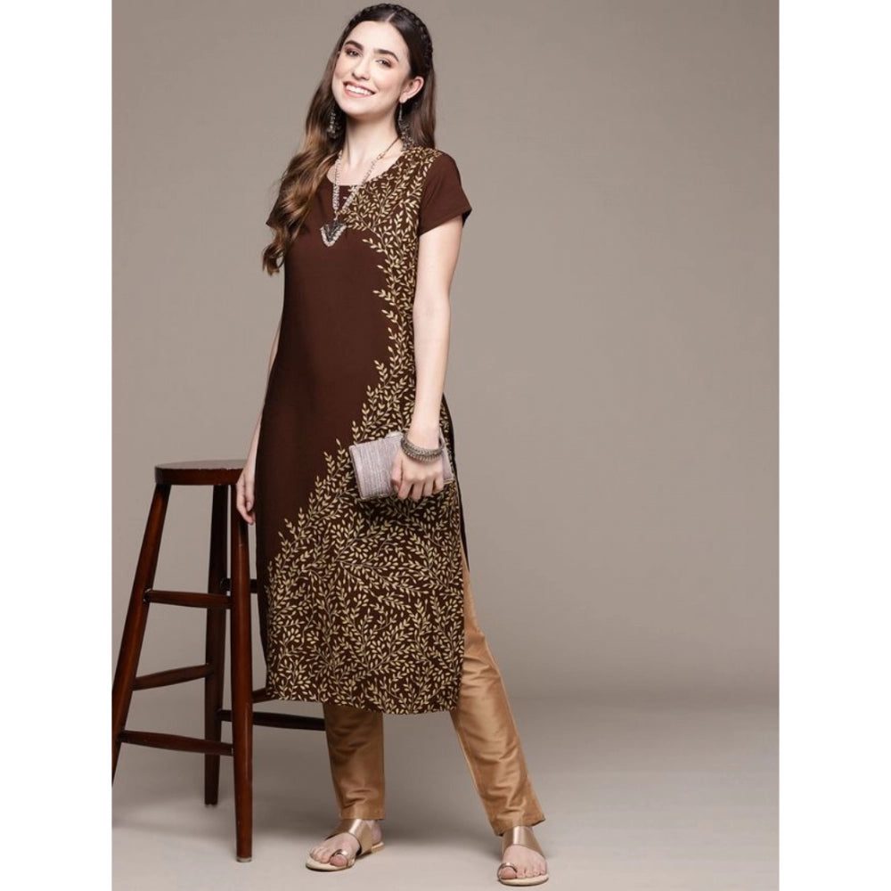 Casual Short Sleeves Floral Printed Crepe Kurti