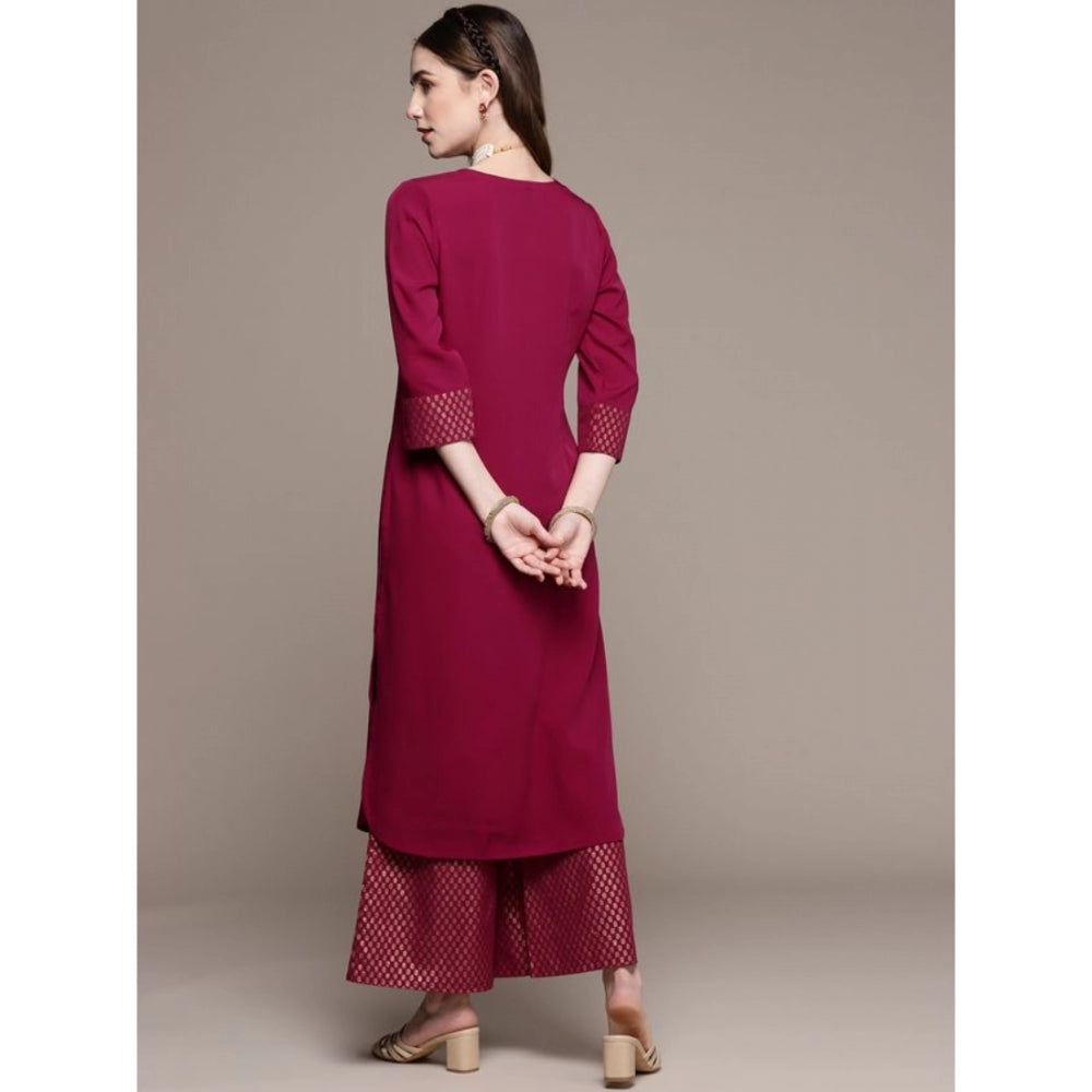 Casual Full Sleeve Ethnic Motifs Crepe Kurti and Palazzo Set