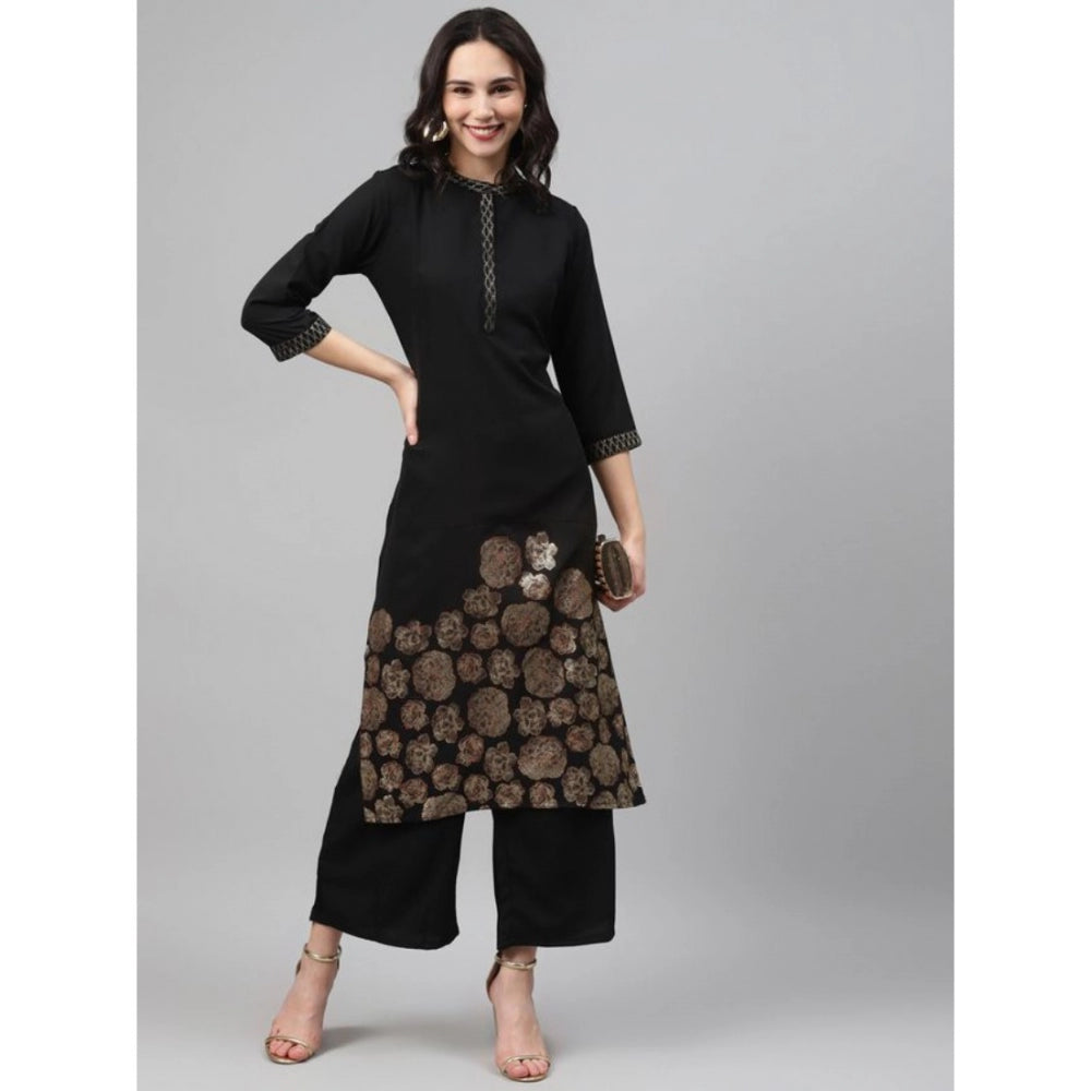 Casual 3-4Th Sleeve Ethnic Motifs Crepe Kurti And Palazzo Set