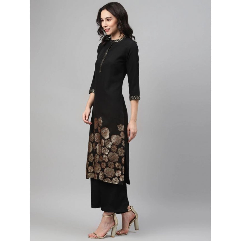 Casual 3-4Th Sleeve Ethnic Motifs Crepe Kurti And Palazzo Set