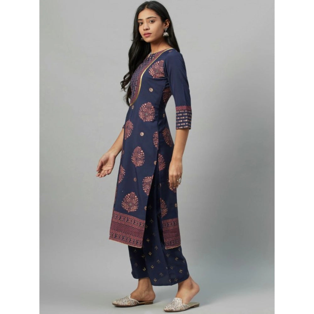 Casual 3-4Th Sleeve Floral Printed Crepe Kurti And Palazzo Set