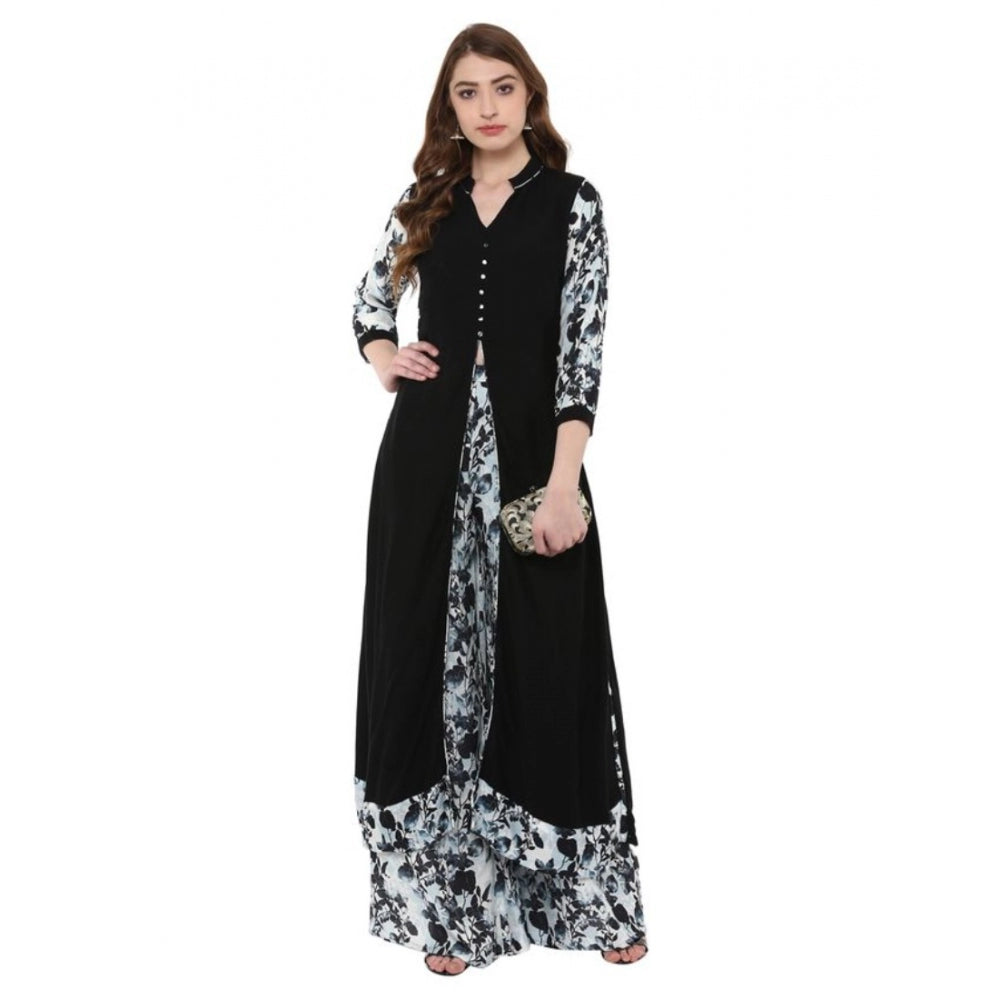 Casual 3-4Th Sleeve Floral Printed Rayon Kurti and Palazzo Set