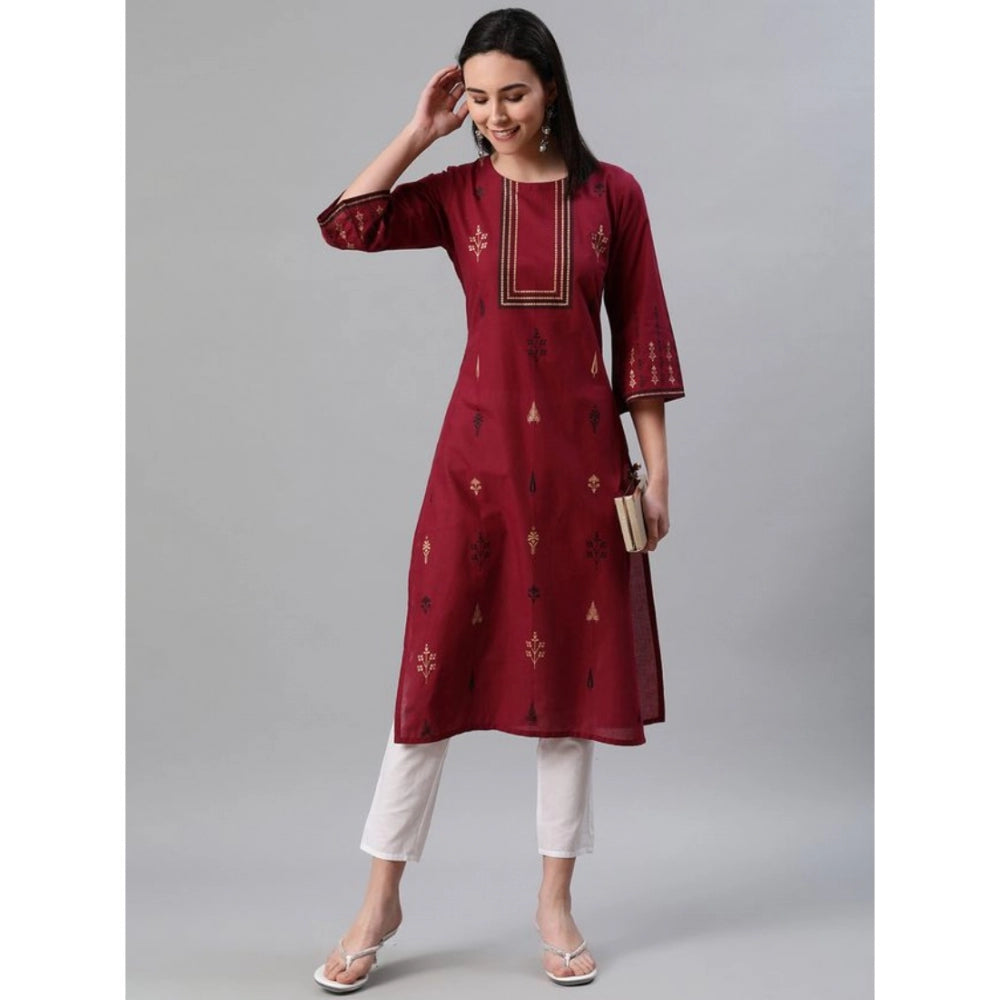 Casual 3-4Th Sleeve Ethnic Motifs Rayon Kurti And Pant Set