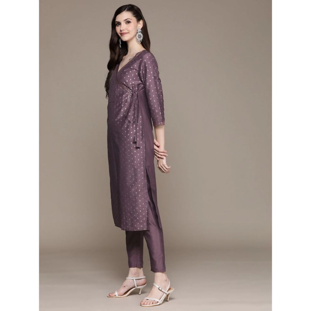 Casual 3-4Th Sleeve Small Butti Chinon Kurti And Pant Set