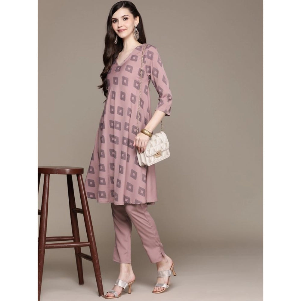 Casual 3-4Th Sleeve Ikkat Crepe Kurti And Pant Set