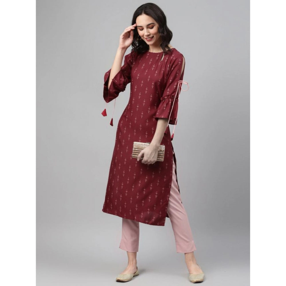 Casual 3-4Th Sleeve Ethnic Motifs Rayon Kurti And Pant Set