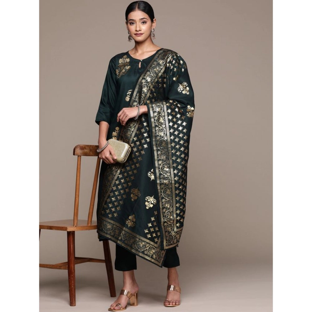 Casual 3-4Th Sleeve Ethnic Motifs Chinon Kurti Pant And Dupatta Set