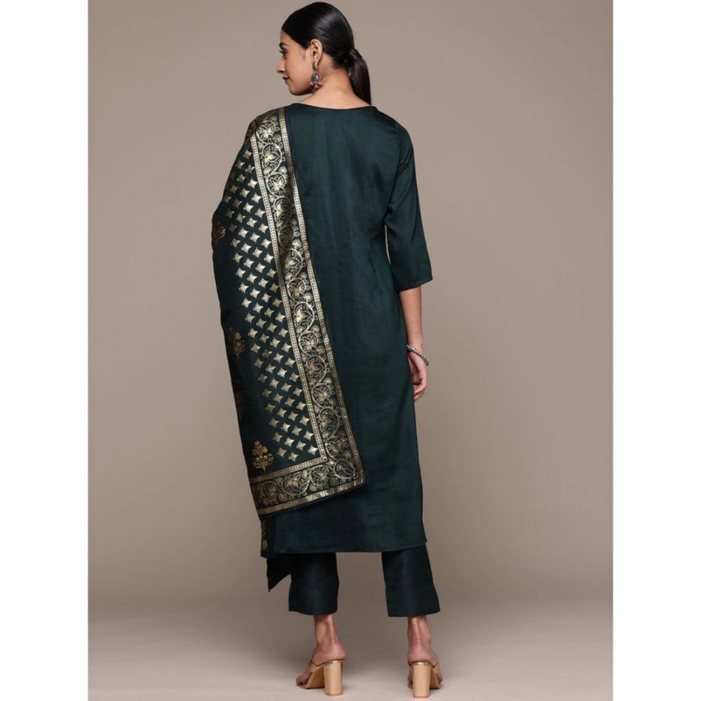 Casual 3-4Th Sleeve Ethnic Motifs Chinon Kurti Pant And Dupatta Set