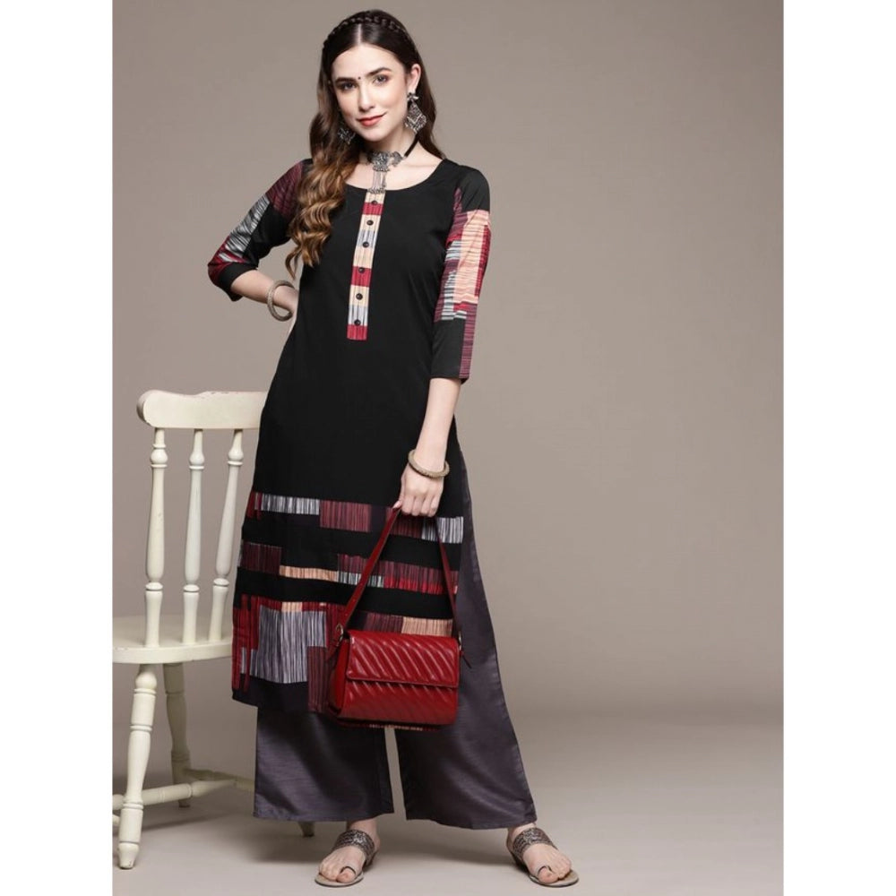 Casual 3-4Th Sleeve Ethnic Motifs Crepe Kurti