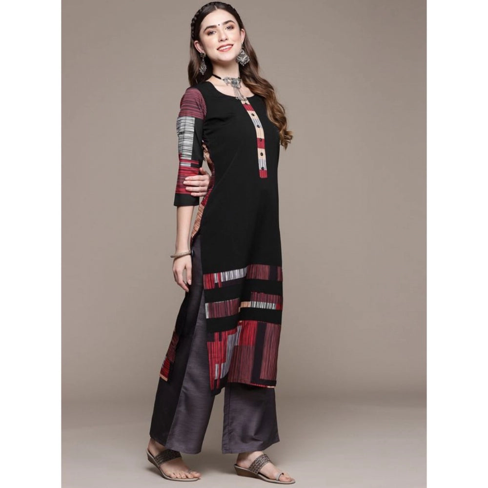 Casual 3-4Th Sleeve Ethnic Motifs Crepe Kurti