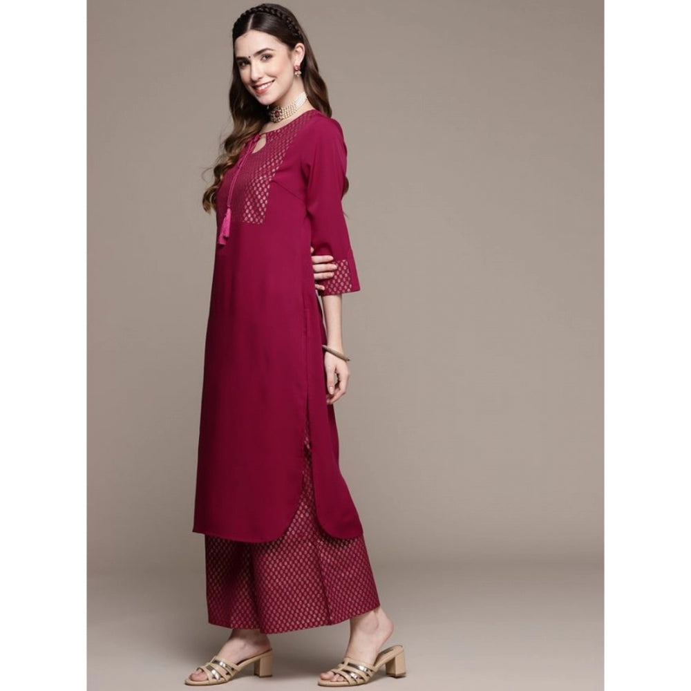 Casual Full Sleeve Ethnic Motifs Crepe Kurti and Palazzo Set