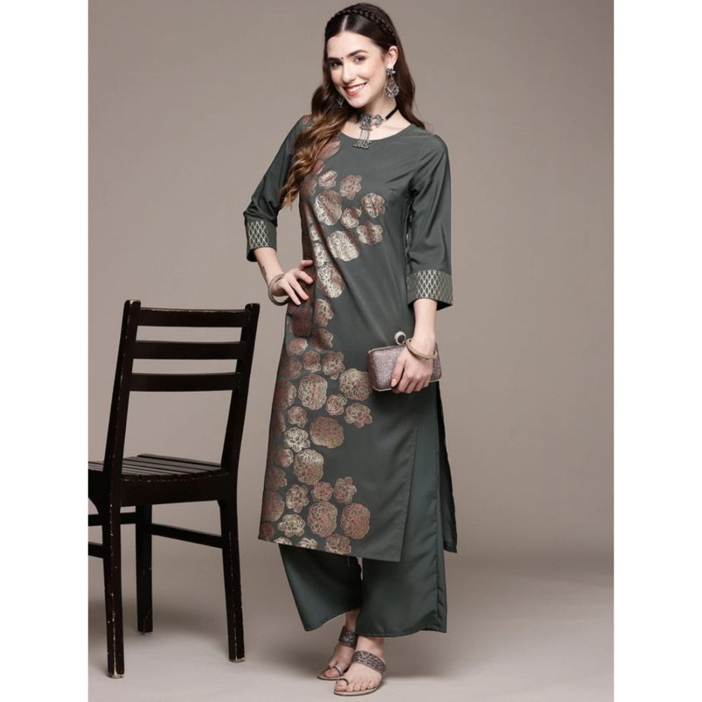 Casual 3-4Th Sleeve Floral Printed Crepe Kurti And Palazzo Set