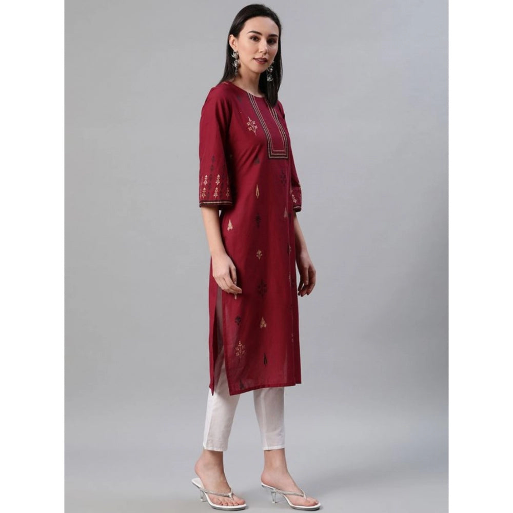 Casual 3-4Th Sleeve Ethnic Motifs Rayon Kurti And Pant Set