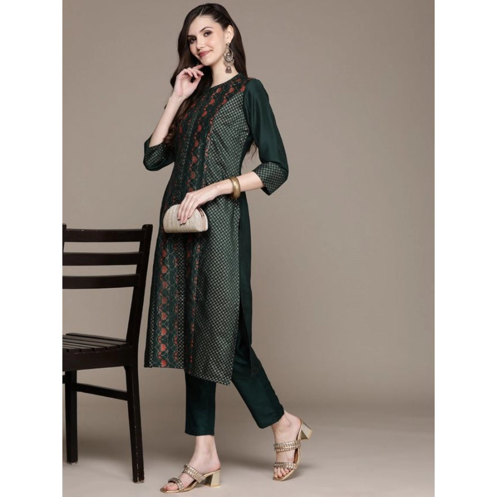 Casual 3-4Th Sleeve Traditional Crepe Kurti And Pant Set