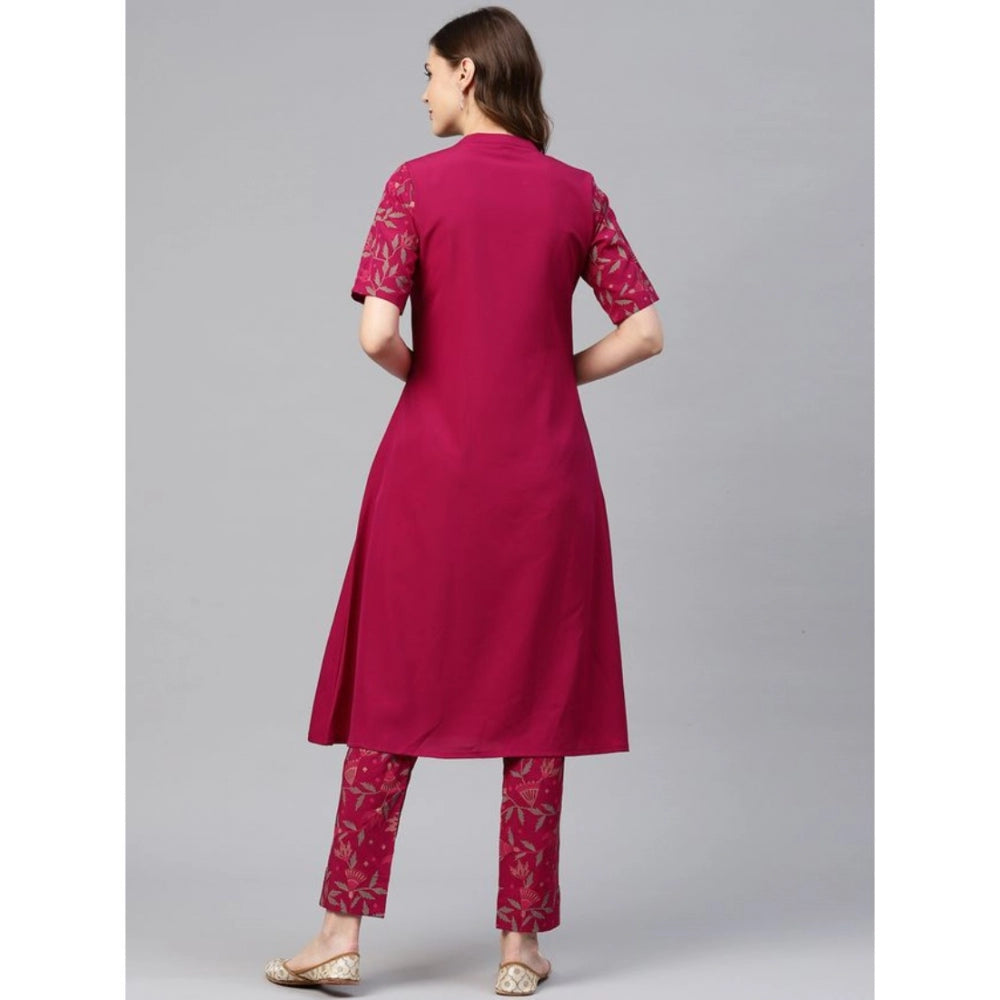 Casual Half Sleeve Floral Printed Crepe Kurti And Pant Set