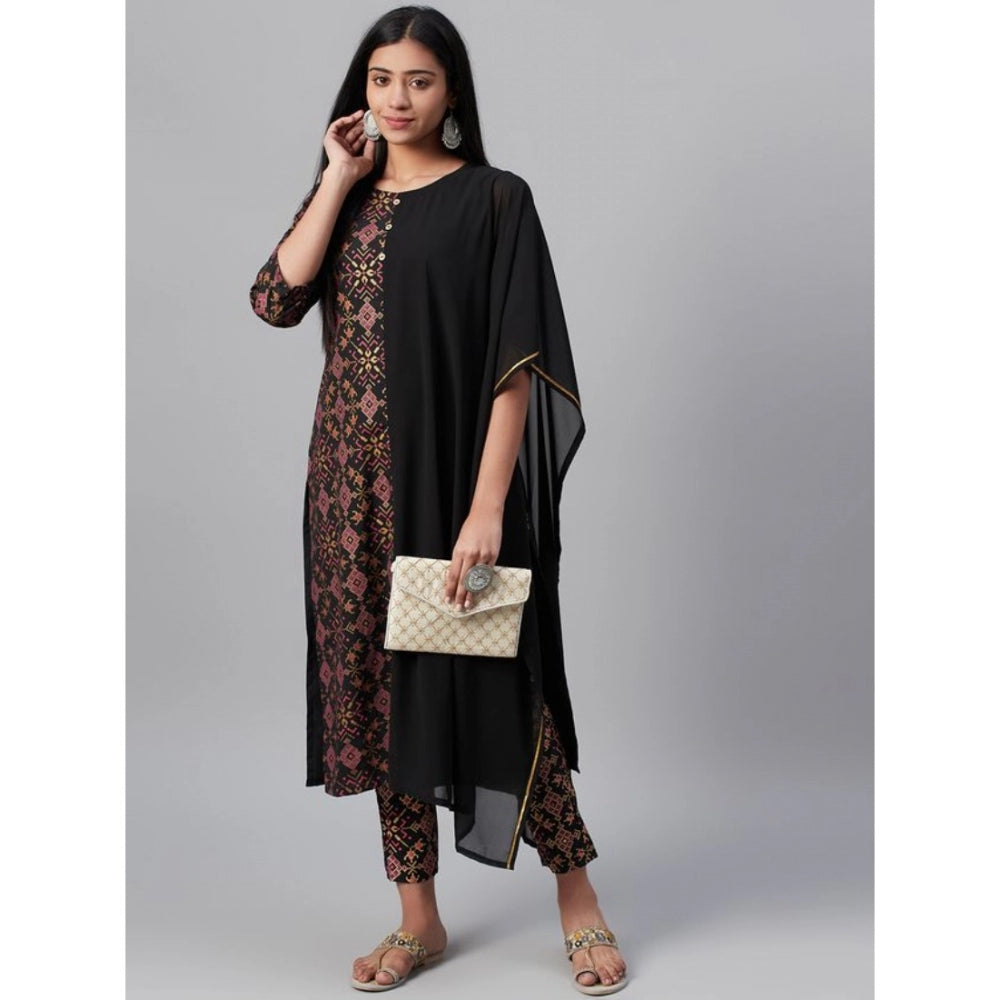 Casual Half Sleeve Ethnic Motifs Georgette &amp; Crepe Kurti and Pant Set