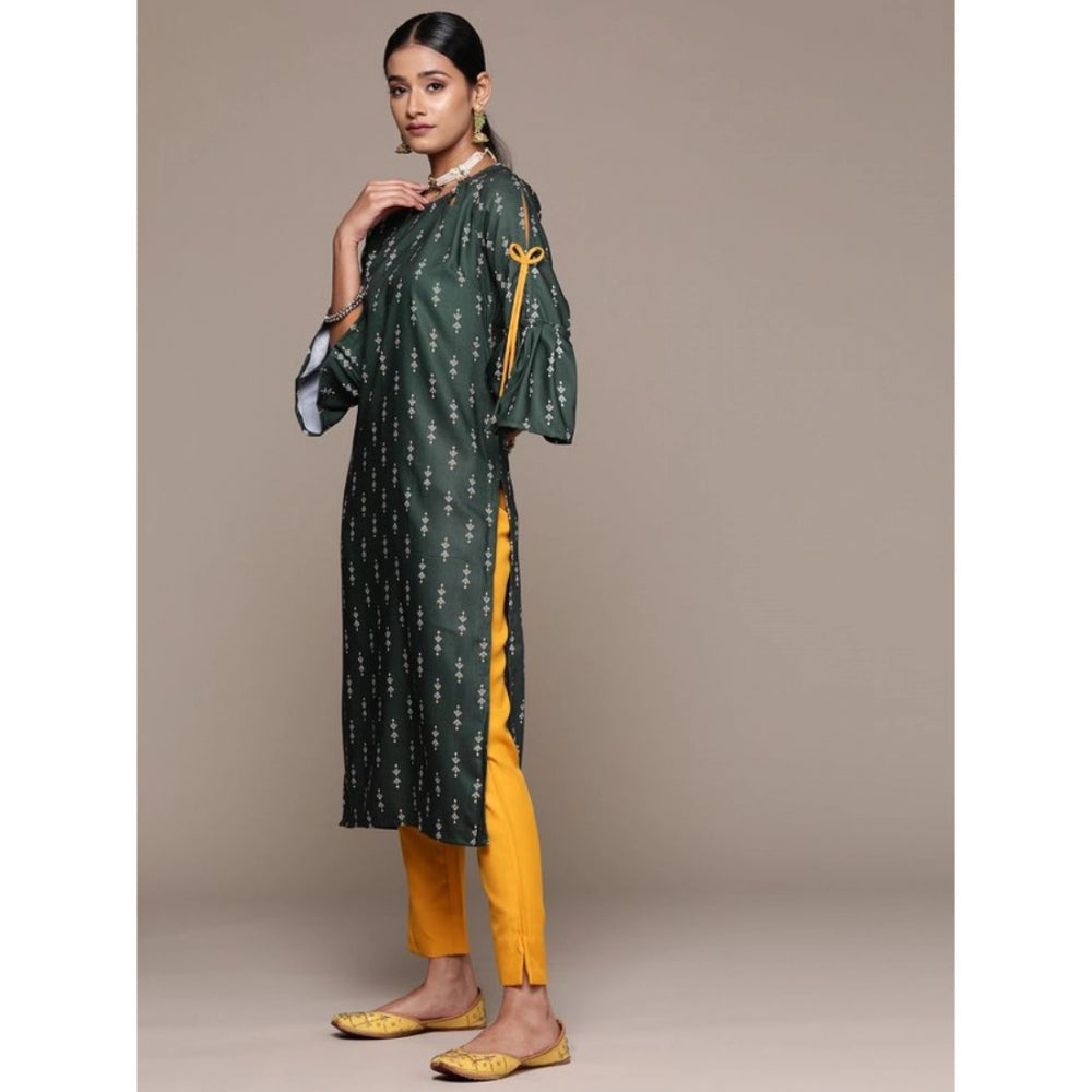 Casual 3-4Th Sleeve Ethnic Motifs Rayon Kurti And Pant Set