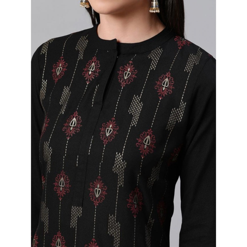 Casual 3-4Th Sleeve Ethnic Motifs Rayon Kurti And Pant Set