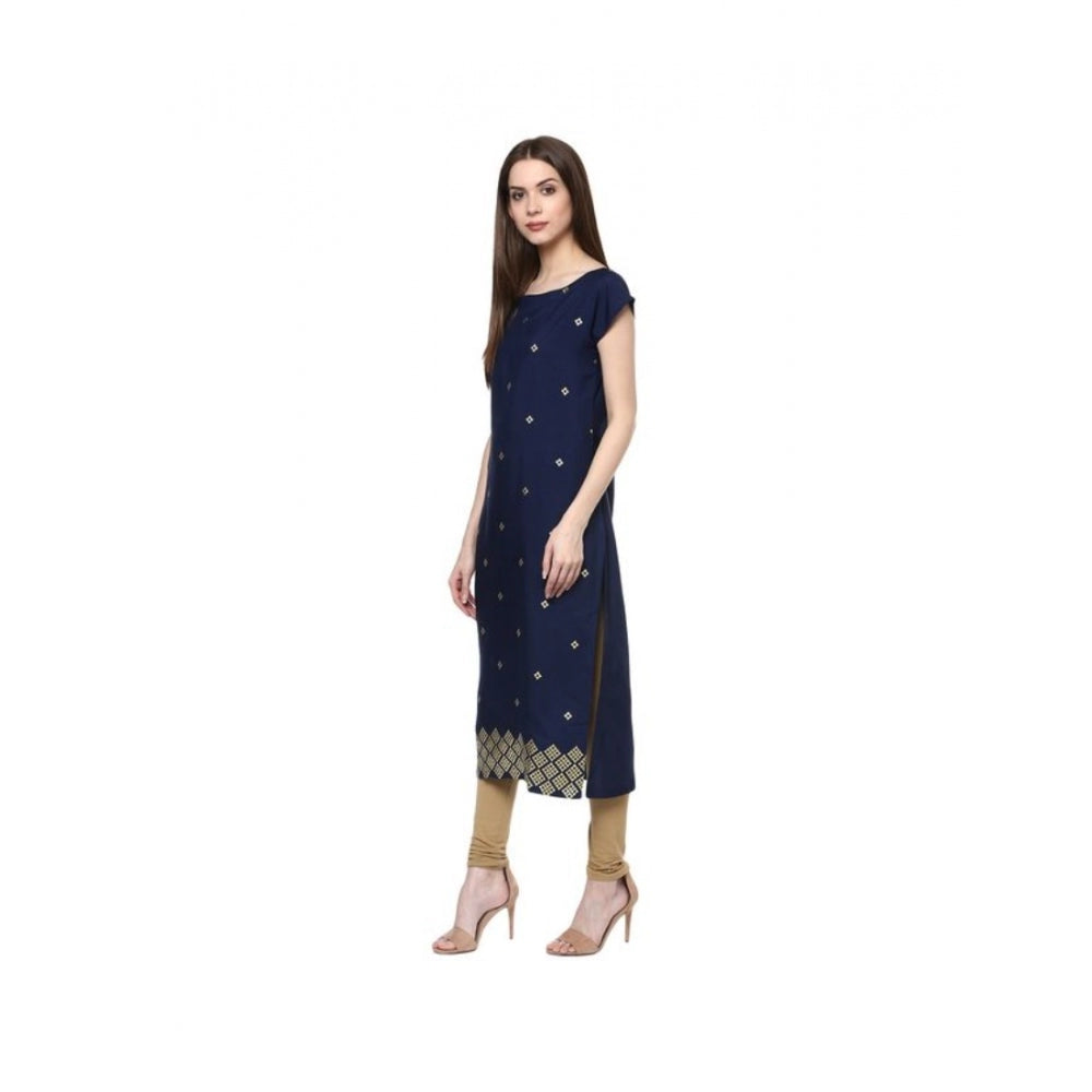 Casual Short Sleeves Floral Printed Crepe Kurti