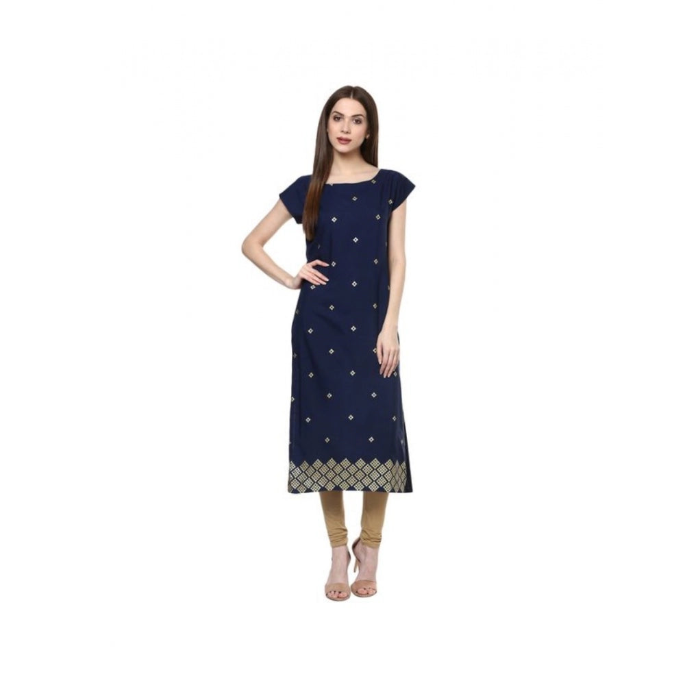 Casual Short Sleeves Floral Printed Crepe Kurti