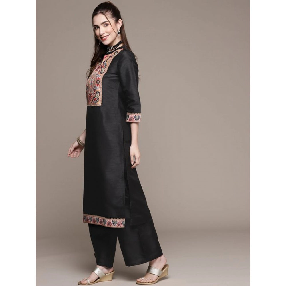 Casual 3-4Th Sleeve Floral Printed Poly Silk Kurti and Palazzo Set