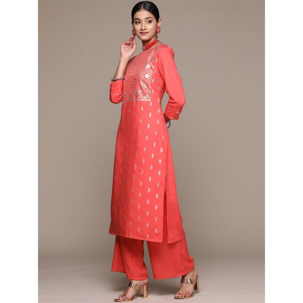 Casual 3-4Th Sleeve Floral Printed Rayon Kurti and Palazzo Set