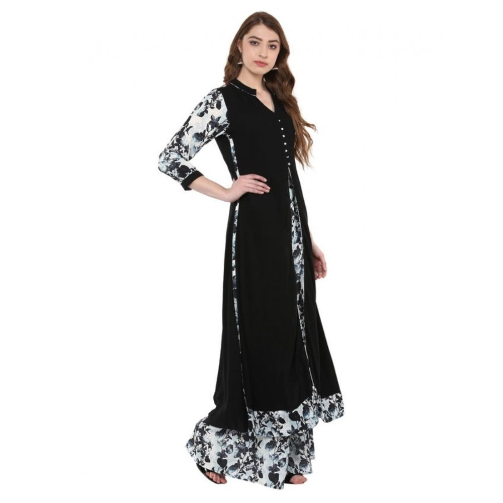 Casual 3-4Th Sleeve Floral Printed Rayon Kurti and Palazzo Set